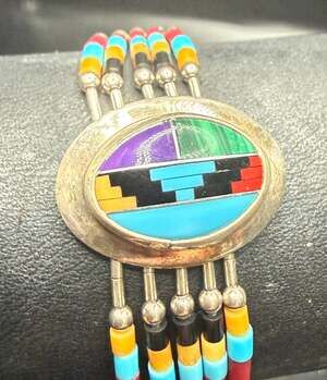VTG Southwestern Sterling Silver Liquid Silver Inlay Bracelet